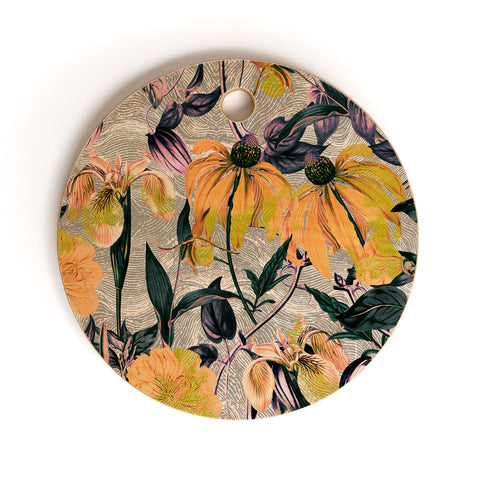 Marta Barragan Camarasa Abstract pattern of yellow blooms Cutting Board Round