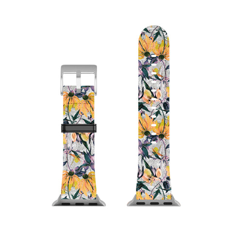 Marta Barragan Camarasa Abstract pattern of yellow blooms Apple Watch Band