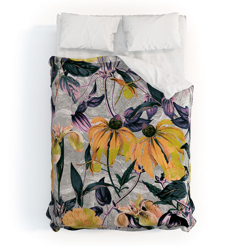 Marta Barragan Camarasa Abstract pattern of yellow blooms Duvet Cover
