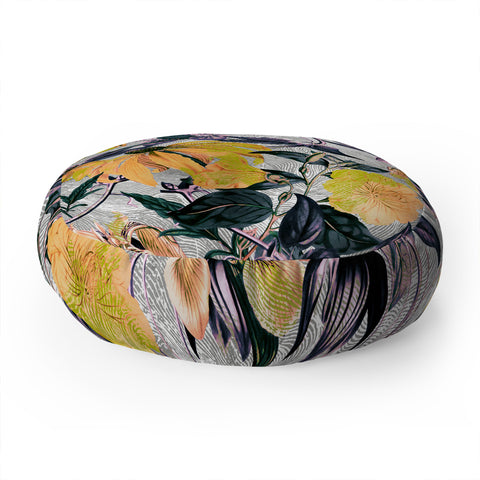 Marta Barragan Camarasa Abstract pattern of yellow blooms Floor Pillow Round