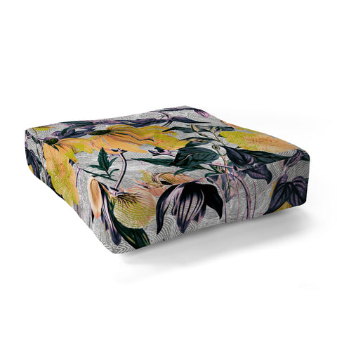 Marta Barragan Camarasa Abstract pattern of yellow blooms Floor Pillow Square