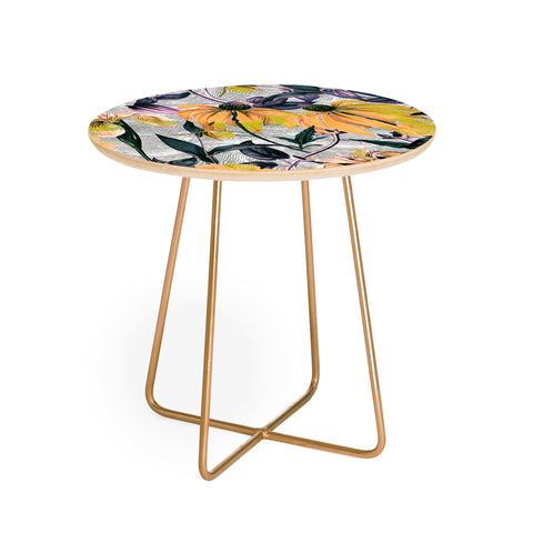 Marta Barragan Camarasa Abstract pattern of yellow blooms Round Side Table