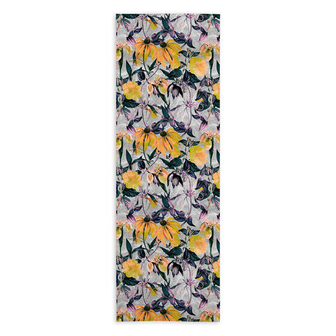 Marta Barragan Camarasa Abstract pattern of yellow blooms Yoga Towel
