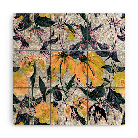 Marta Barragan Camarasa Abstract pattern of yellow blooms Wood Wall Mural