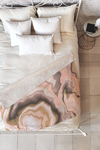Marta Barragan Camarasa Abstract pink marble 70 Fleece Throw Blanket