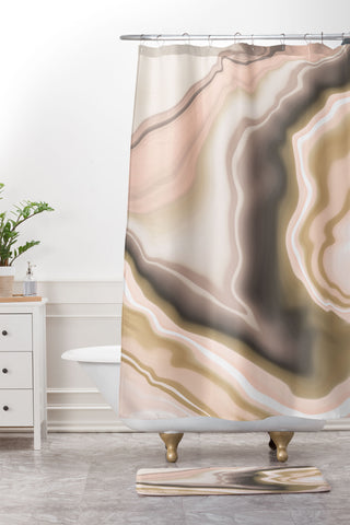 Marta Barragan Camarasa Abstract pink marble 70 Shower Curtain And Mat