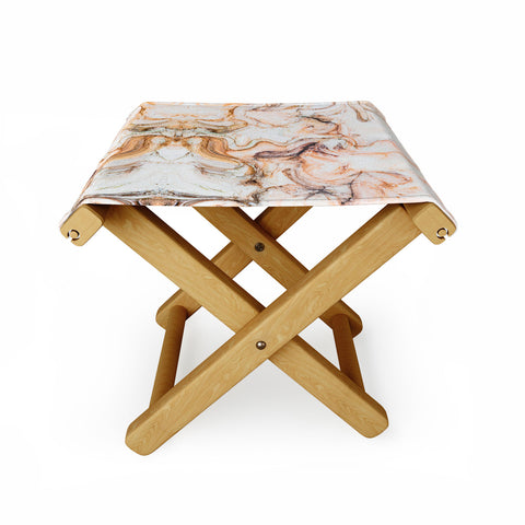 Marta Barragan Camarasa Abstract pink marble mosaic Folding Stool