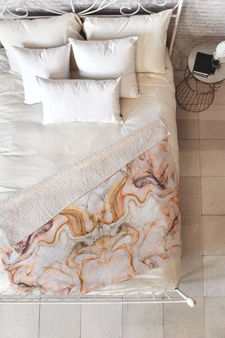 Marta Barragan Camarasa Abstract pink marble mosaic Fleece Throw Blanket
