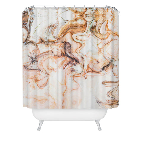 Marta Barragan Camarasa Abstract pink marble mosaic Shower Curtain