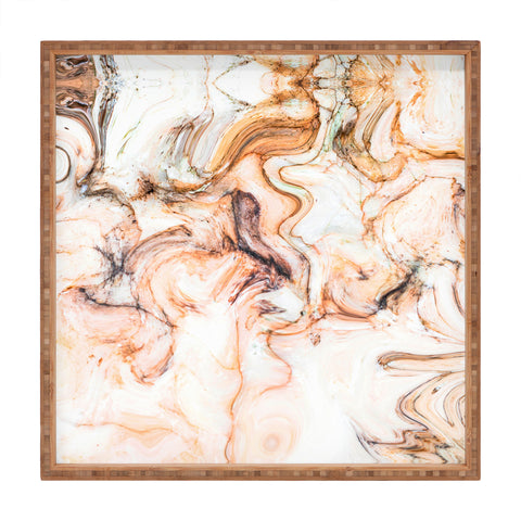 Marta Barragan Camarasa Abstract pink marble mosaic Square Tray