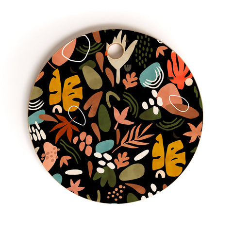 Marta Barragan Camarasa Abstract shapes of dark modern Cutting Board Round