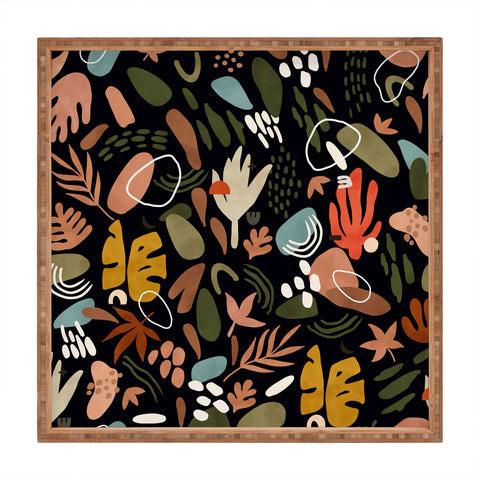 Marta Barragan Camarasa Abstract shapes of dark modern Square Tray