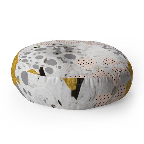 Marta Barragan Camarasa Abstract shapes of textures and marble Floor Pillow Round