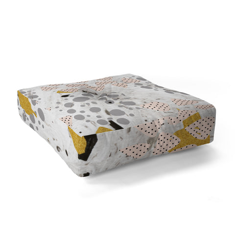 Marta Barragan Camarasa Abstract shapes of textures and marble Floor Pillow Square