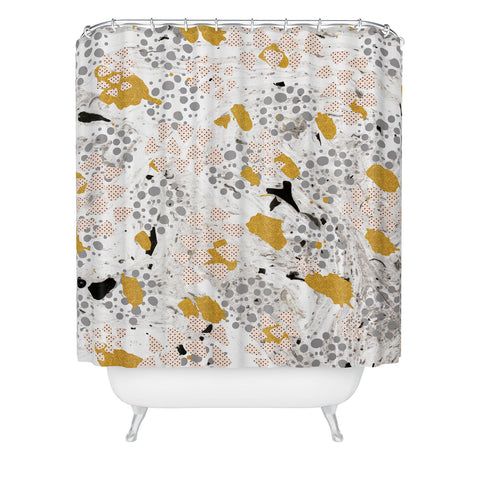 Marta Barragan Camarasa Abstract shapes of textures and marble Shower Curtain