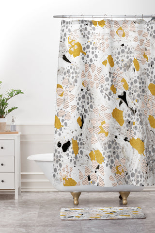 Marta Barragan Camarasa Abstract shapes of textures and marble Shower Curtain And Mat