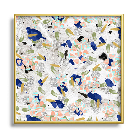 Marta Barragan Camarasa Abstract shapes of textures on marble II Square Metal Framed Art Print