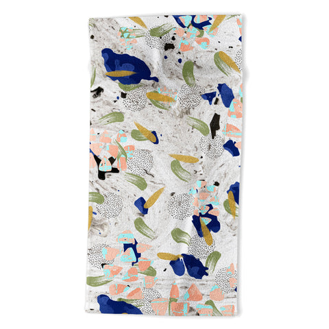 Marta Barragan Camarasa Abstract shapes of textures on marble II Beach Towel