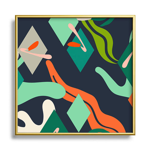 Marta Barragan Camarasa Abstract simple drawing 01 Square Metal Framed Art Print