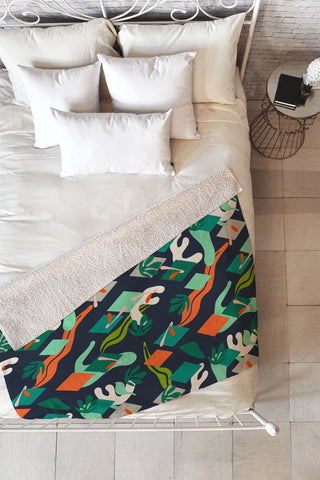 Marta Barragan Camarasa Abstract simple drawing 01 Fleece Throw Blanket