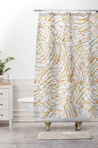 Marta Barragan Camarasa Abstract strokes Shower Curtain And Mat