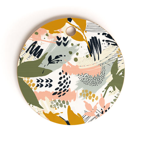 Marta Barragan Camarasa Abstract strokes still life Cutting Board Round