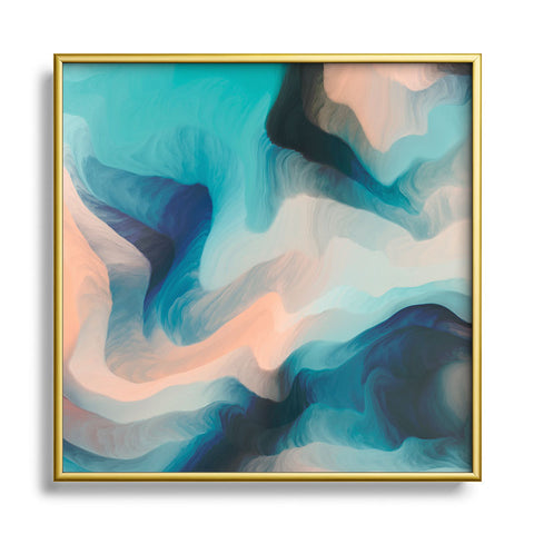 Marta Barragan Camarasa Abstract tidal waves Square Metal Framed Art Print