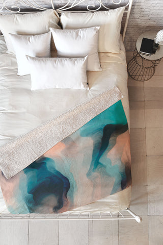 Marta Barragan Camarasa Abstract tidal waves Fleece Throw Blanket
