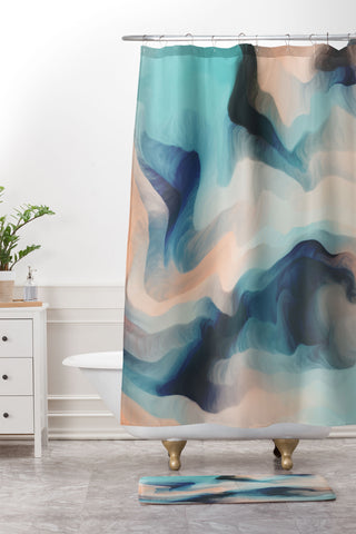 Marta Barragan Camarasa Abstract tidal waves Shower Curtain And Mat