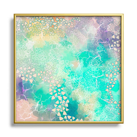 Marta Barragan Camarasa Abstract triangles on marble Square Metal Framed Art Print