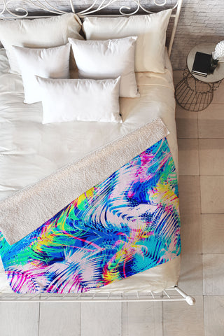 Marta Barragan Camarasa Abstract tropical glitches Fleece Throw Blanket