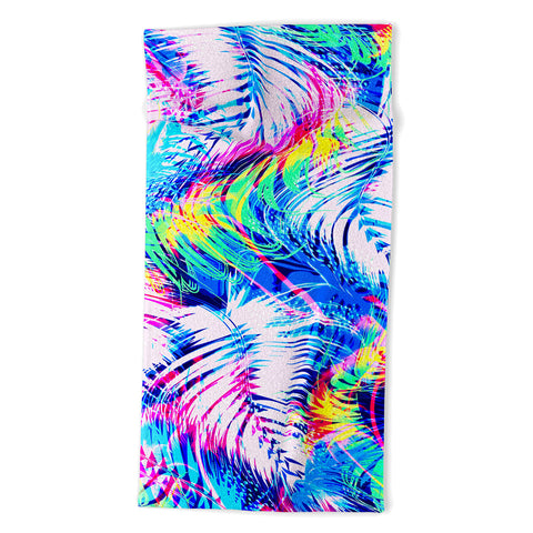 Marta Barragan Camarasa Abstract tropical glitches Beach Towel