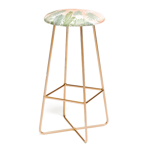 Marta Barragan Camarasa Abstract tropical plants pastel Bar Stool