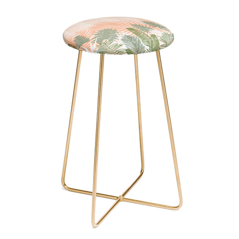 Marta Barragan Camarasa Abstract tropical plants pastel Counter Stool