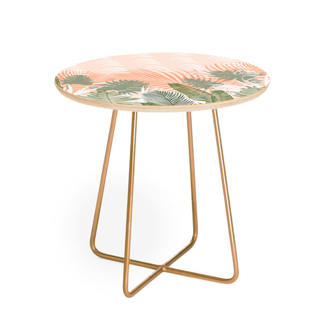 Marta Barragan Camarasa Abstract tropical plants pastel Round Side Table