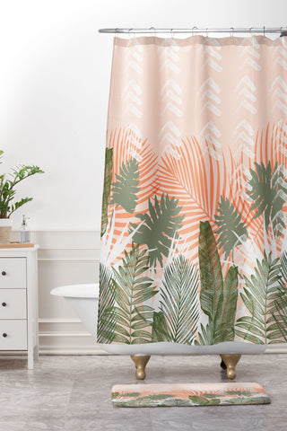 Marta Barragan Camarasa Abstract tropical plants pastel Shower Curtain And Mat