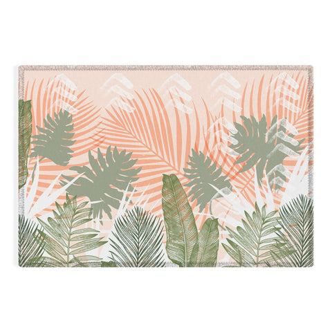 Marta Barragan Camarasa Abstract tropical plants pastel Outdoor Rug
