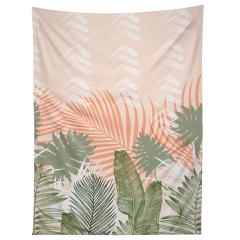 Marta Barragan Camarasa Abstract tropical plants pastel Tapestry