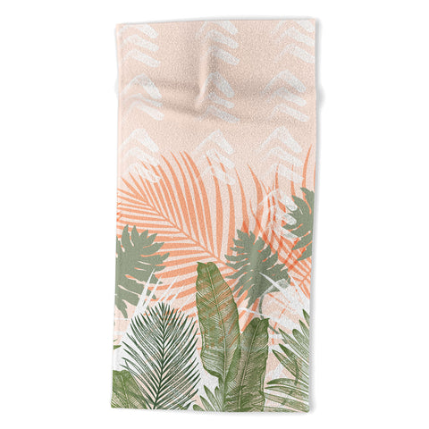Marta Barragan Camarasa Abstract tropical plants pastel Beach Towel