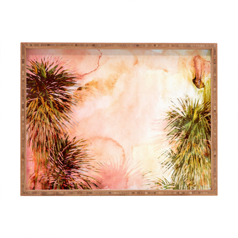 Marta Barragan Camarasa Abstract watercolor palms Rectangular Tray