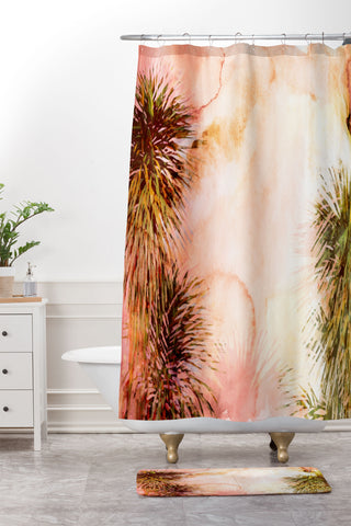 Marta Barragan Camarasa Abstract watercolor palms Shower Curtain And Mat