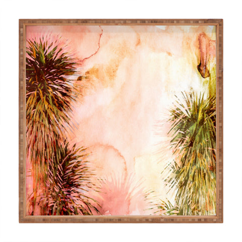 Marta Barragan Camarasa Abstract watercolor palms Square Tray