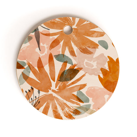 Marta Barragan Camarasa Abstract wild garden 87 Cutting Board Round
