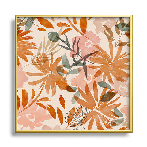 Marta Barragan Camarasa Abstract wild garden 87 Metal Square Framed Art Print