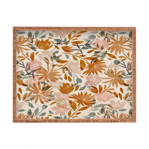 Marta Barragan Camarasa Abstract wild garden 87 Rectangular Tray
