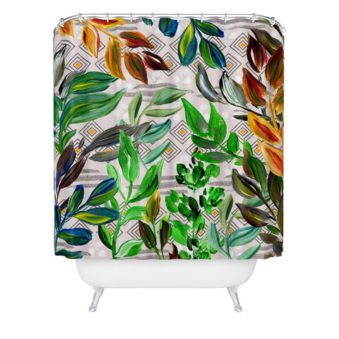 Marta Barragan Camarasa Acrylic plants with geometric shapes Shower Curtain