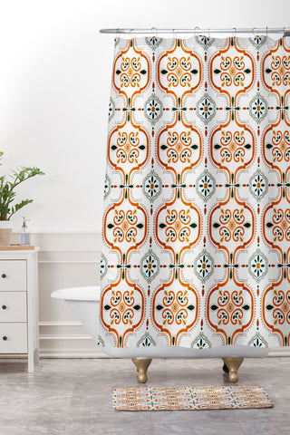 Marta Barragan Camarasa Andalusian mosaic pattern II Shower Curtain And Mat