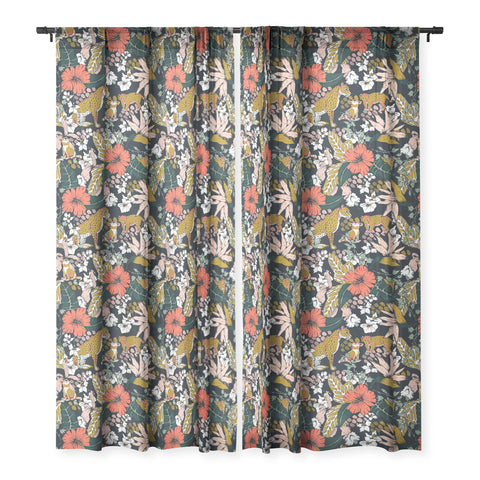 Marta Barragan Camarasa Animal print dark jungle Sheer Window Curtain