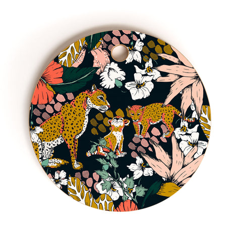 Marta Barragan Camarasa Animal print dark jungle Cutting Board Round