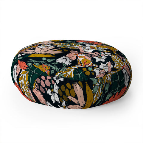 Marta Barragan Camarasa Animal print dark jungle Floor Pillow Round